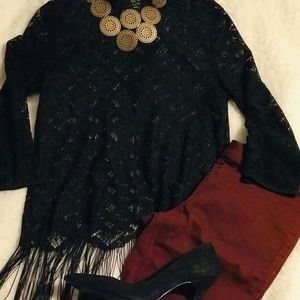 Zara Lace and fringe top